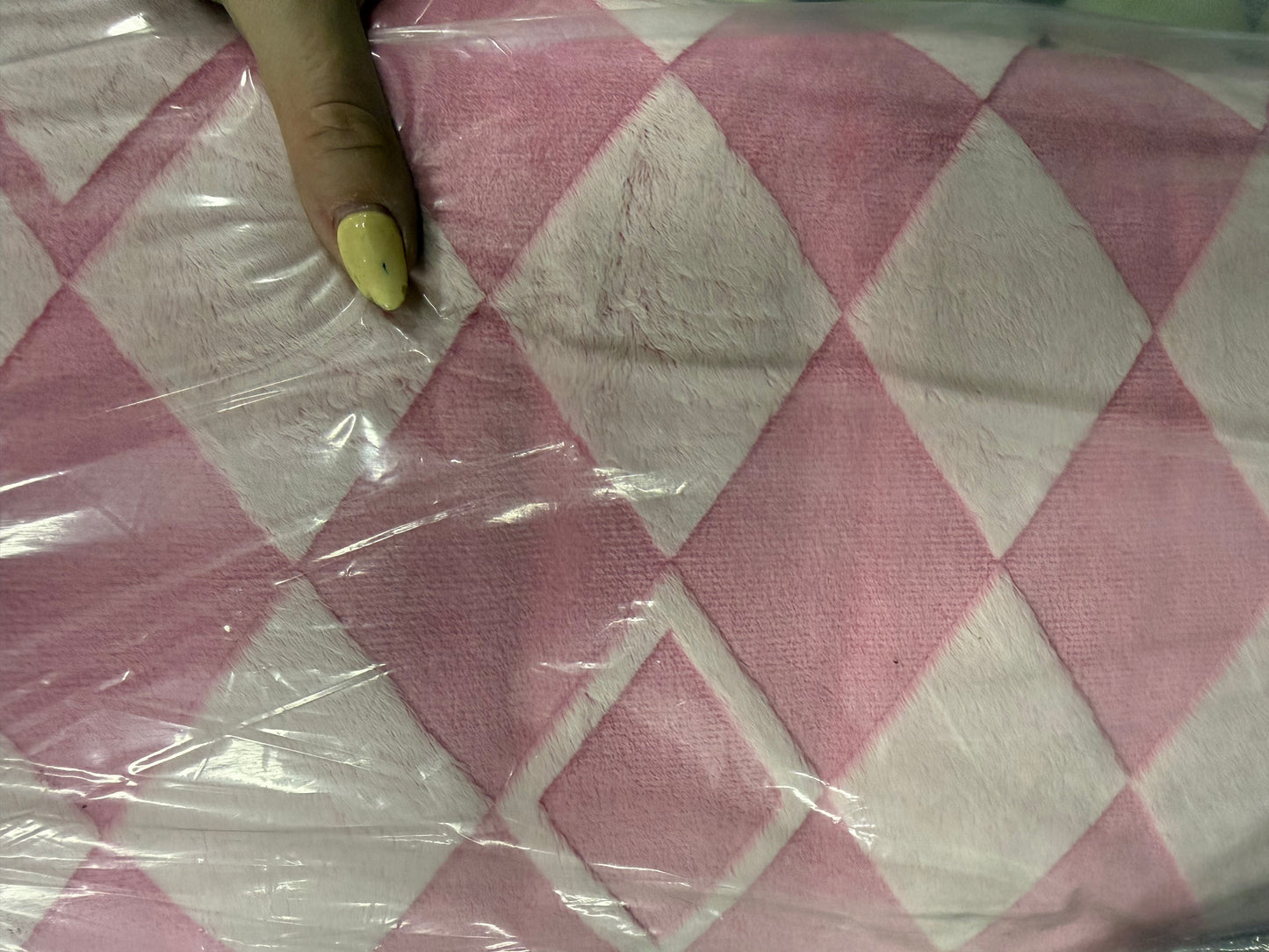 Pink Diamond Jacquard Minky Polyester "Circus Rose”