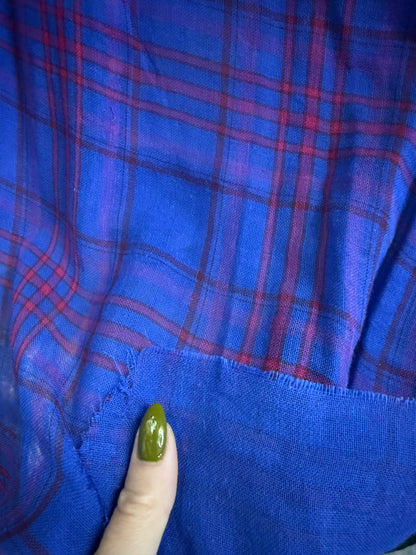 Blue Red Plaid Double Cotton Gauze Woven "Bobby”
