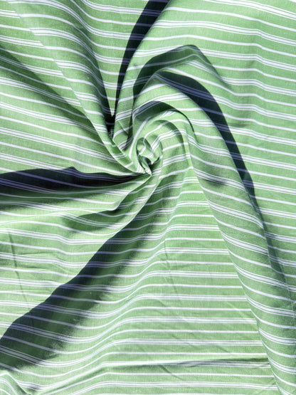Lime Green White Stripe Cotton Lawn Shirting Woven "Sub-Lime"