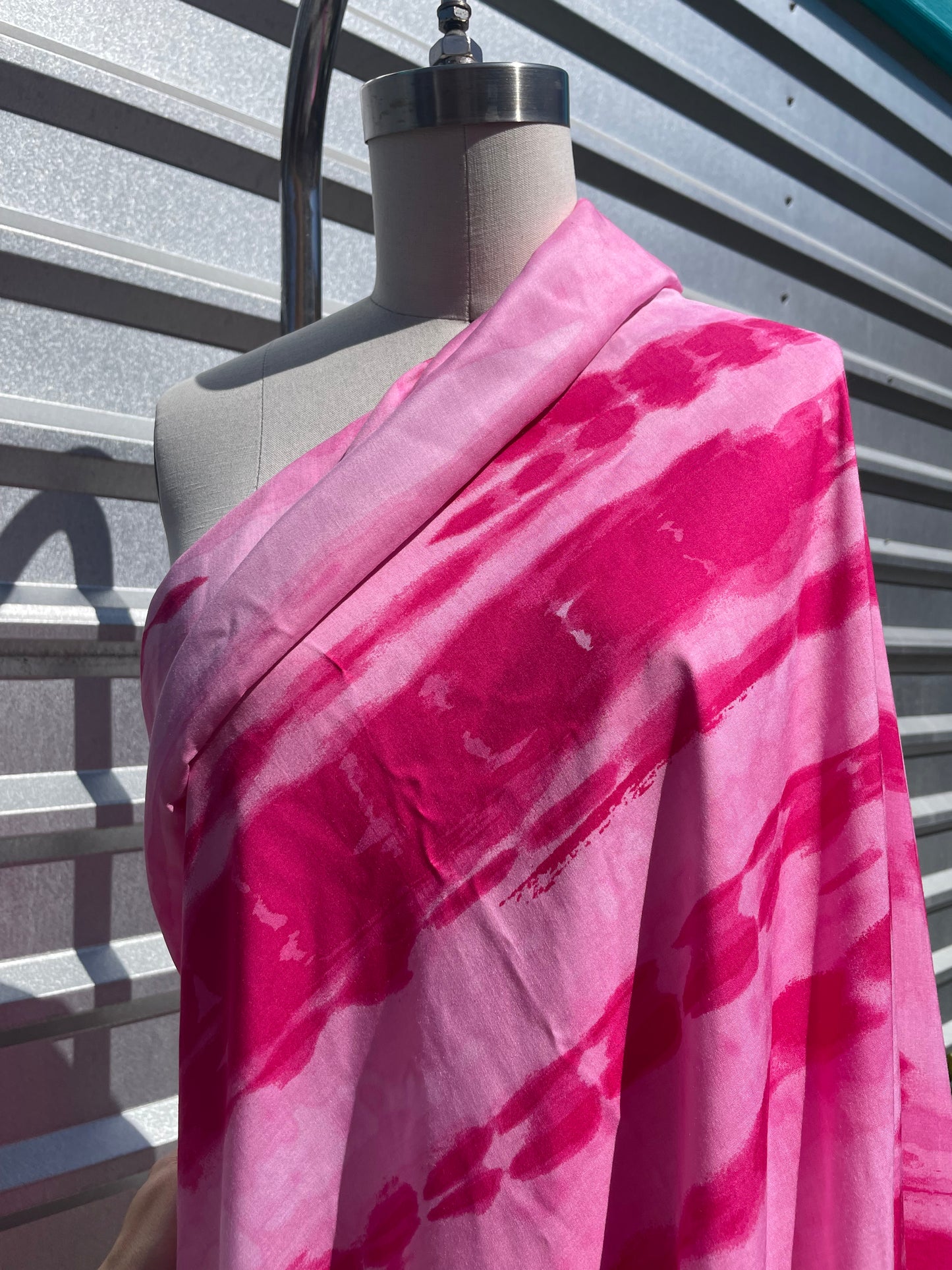 Pink Printed Rayon Challis Tie Dye "Sugar Dive"