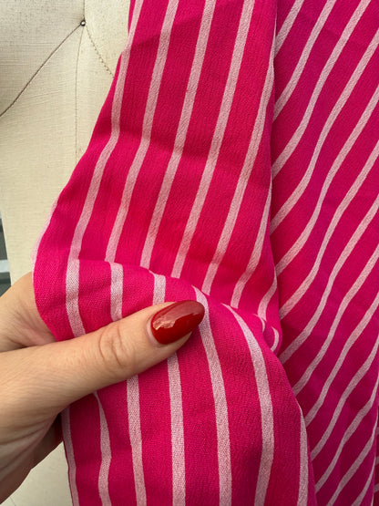 Pink White Stripe Rayon Challis Woven "Pinky Kinky"