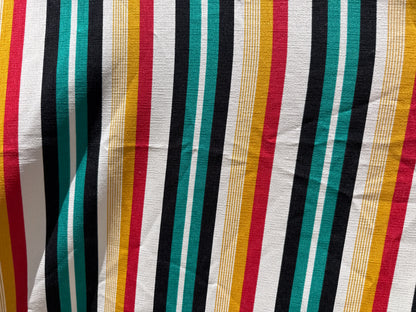 Red Yellow Navy Green White Bold Stripe Polyester Crepe "Mocktail Mixer"