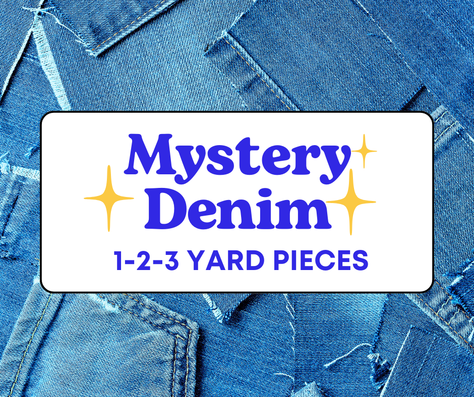 1-2-3 Yard Pieces Mystery Denim Fabric Bundle
