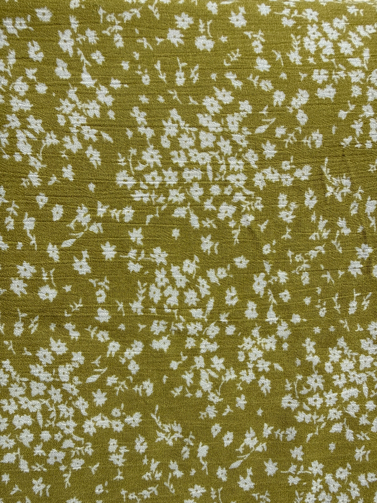 Citrine Yellow White Ditsy Floral Rayon Crepe Woven "Judith in July"