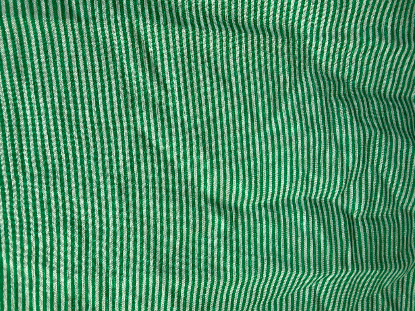 Green White Vertical Stripe Rayon Crepe Woven "Spearmint Stripe"