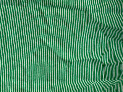 Green White Vertical Stripe Rayon Crepe Woven "Spearmint Stripe"