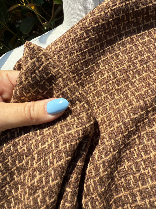 Brown Speck Tan Wool Polyester Flannel "Out With Oli”