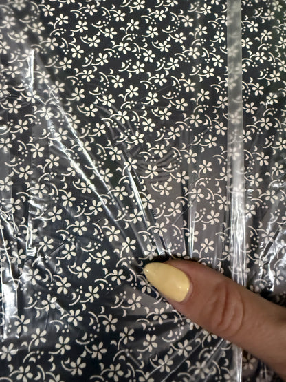 Black White Ditsy Daisy Calico Floral Print Quilt Cotton "Poetic Summer”