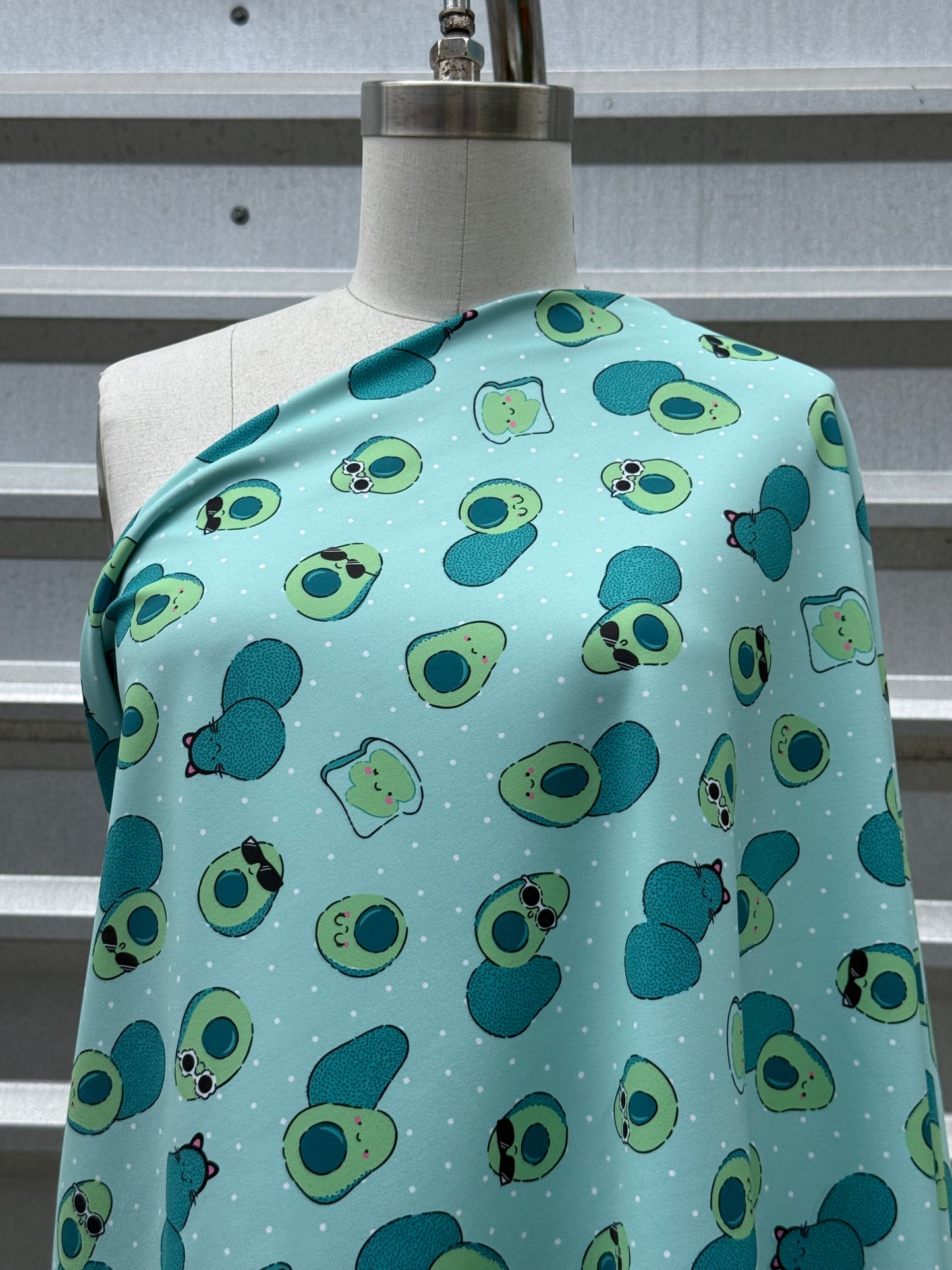 Green Avocado Novelty Nylon Spandex Swim Knit "Guac My World"