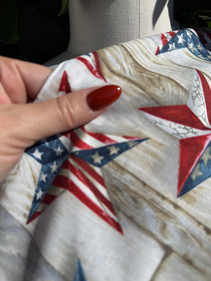 Star Grey USA Flag Red White and Blue Stars and Stripes Cotton Poplin "Spangled Stars"