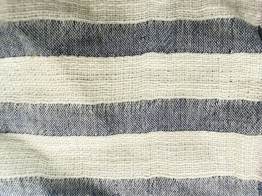 Blue White Horizontal Stripe Cotton Gauze "Sail On Down”