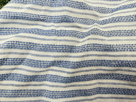 Blue White Stripe Cotton Rayon Gauze "Sea Breezy”