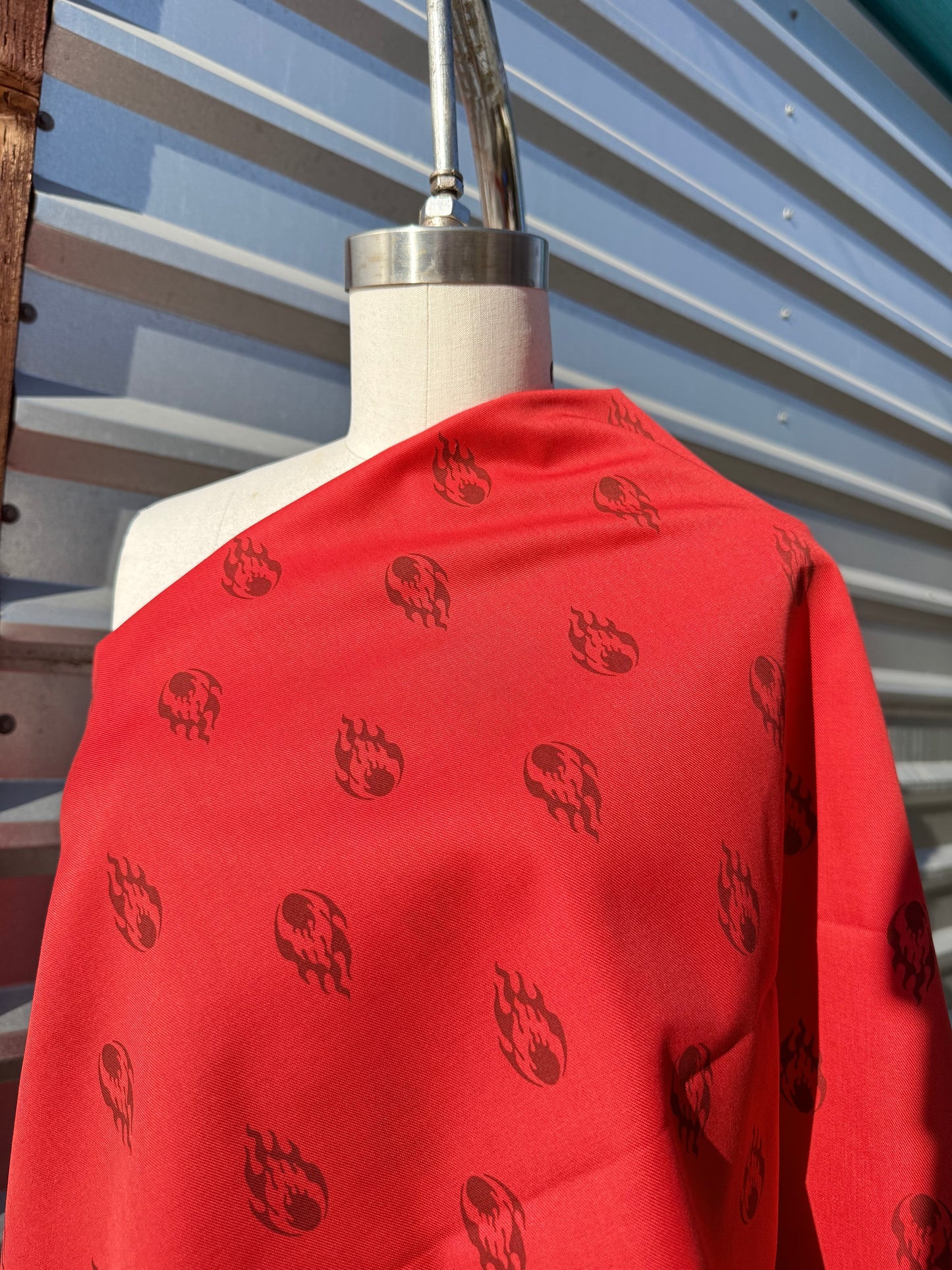 Red Flame Print Cotton Polyester Twill Poplin Woven "That's Hot"