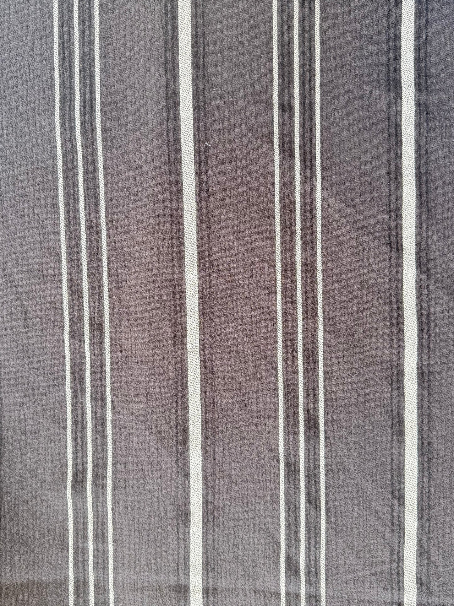Black White Thin Stripe Cotton Gauze "Goth Sea Tea"