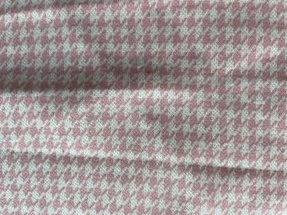 White Pink houndstooth Polyester Spandex Ponte Knit "Soft Serve Houndstooth"