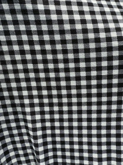 Black White Gingham Plaid 2x1 Rib Polyester Spandex Rib "Moody Picnic”