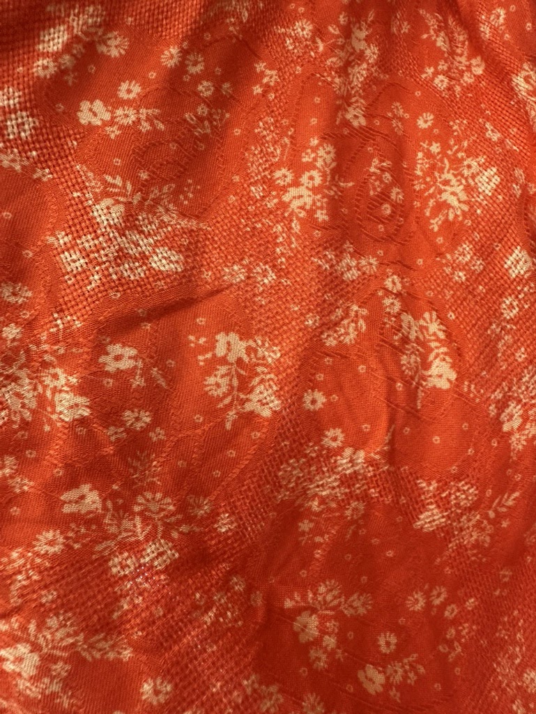 Orange White Mini Floral Rayon Challis Jacquard Light Weight "Tangerine Dream"
