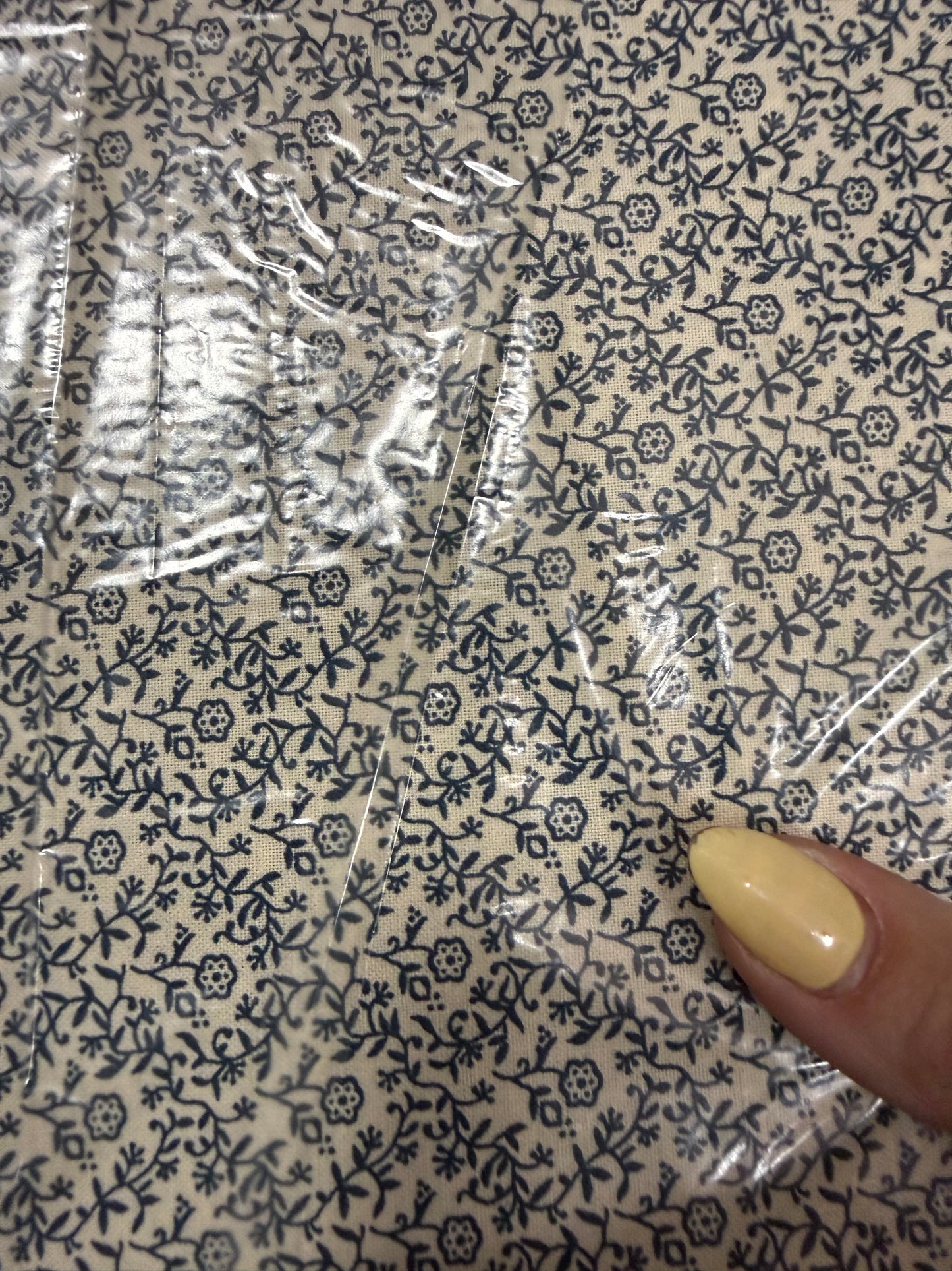 White Navy Ditsy Calico Floral Print Quilt Cotton "Mabel”