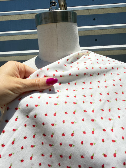 Red White Ditsy Rose Calico Floral Print Quilt Cotton "Rosie"