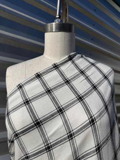 White Black Plaid Rayon Challis Woven "Classic Taylor"