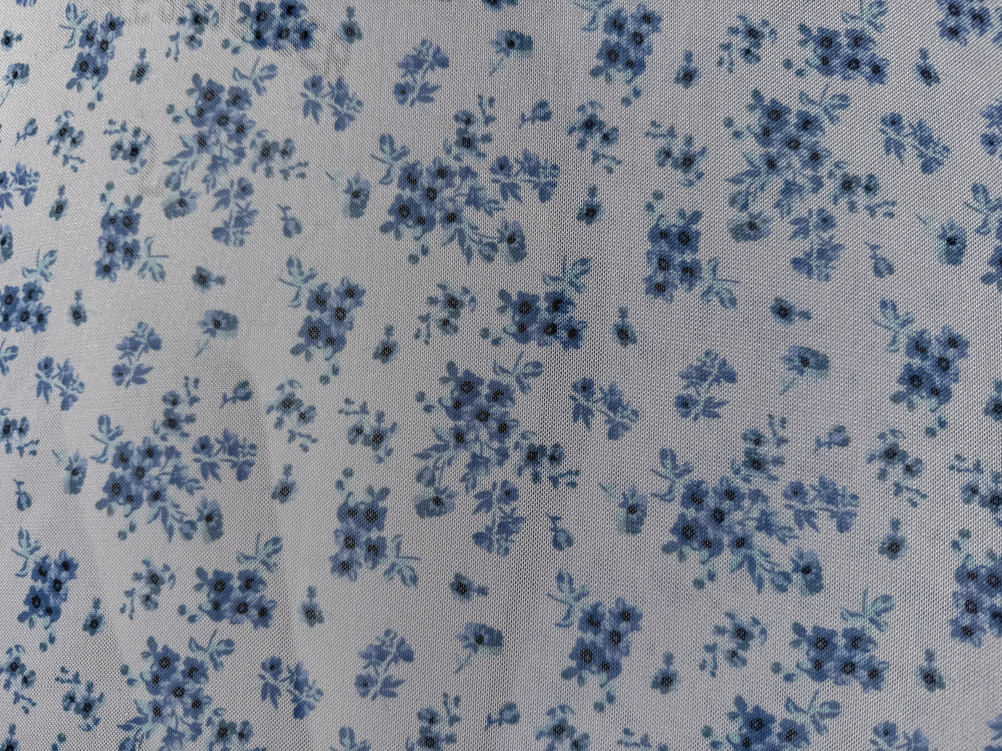 Blue White Floral Micro Stretch Mesh Polyester Spandex Knit "Delftware Bouquet "