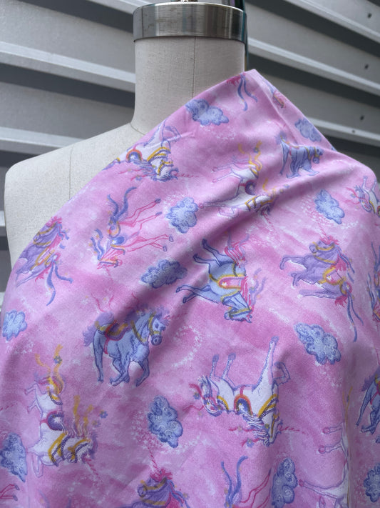 Pink Purple Unicorn Cloud Print Cotton Poplin "True Magic"