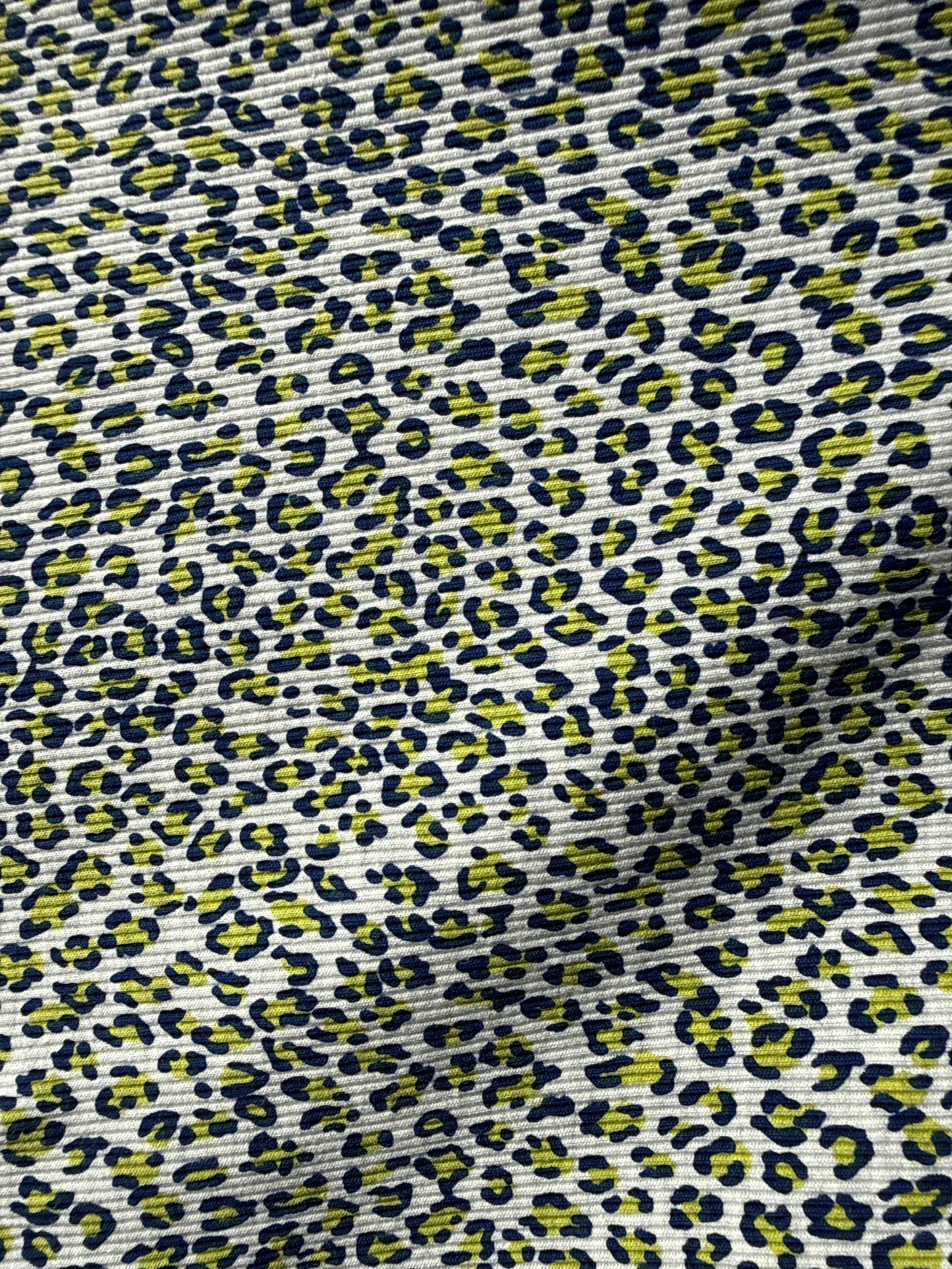 White Green Teal Black Mini Leopard Print Cotton Rib Knit "Leo Rave"