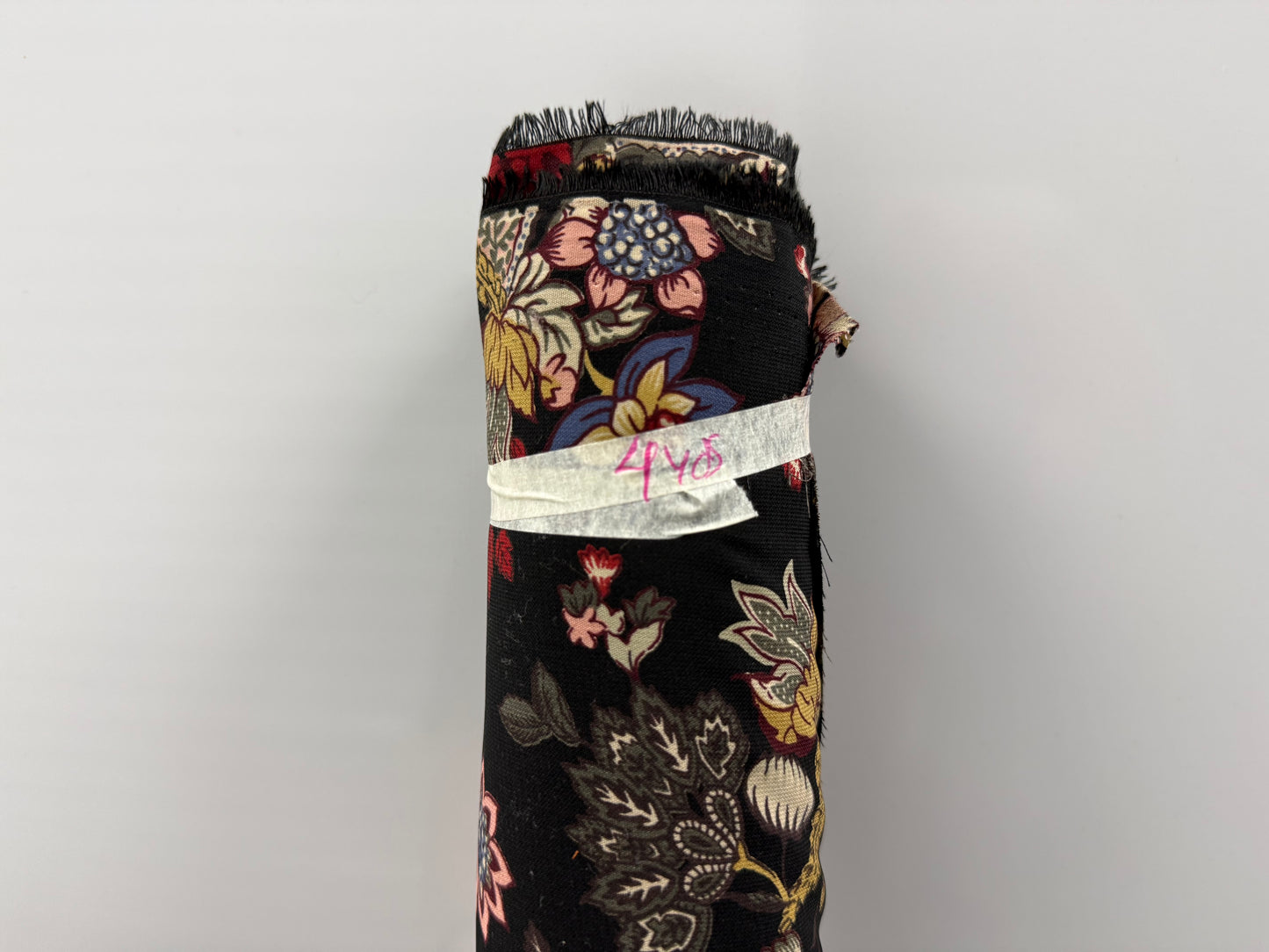 Black Red Floral Polyester 4 Yards