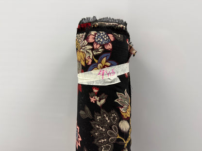 Black Red Floral Polyester 4 Yards