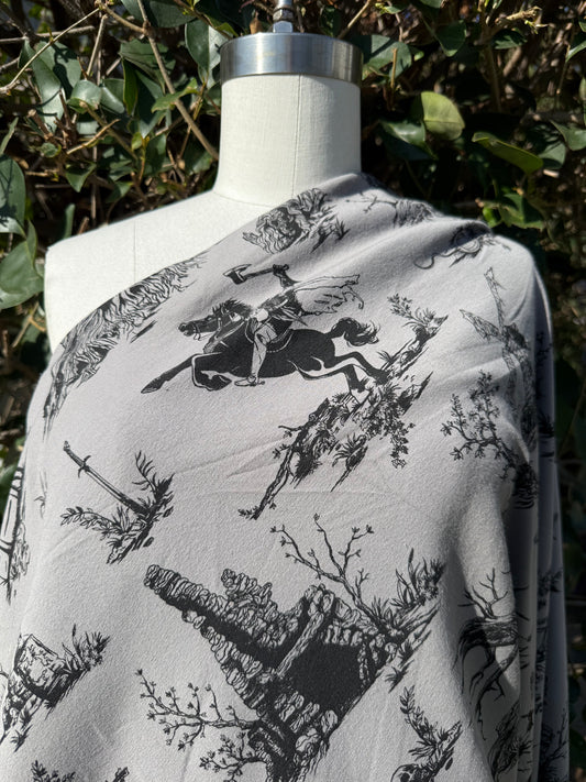 Grey Black Sleepy Hallow Pumpkin Headless Horseman Halloween Cotton/spandex  Jersey “Sleepy Hallow”