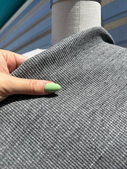 Charcoal Heather Grey Small Cotton Mini Waffle Thermal Knit "Coal Mine"