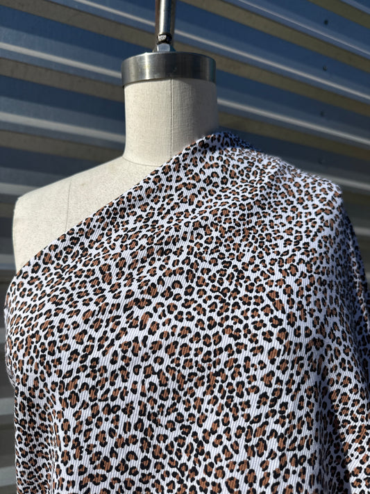 White Orange Black Mini Leopard Print Cotton Rib Knit "Leo Habits"