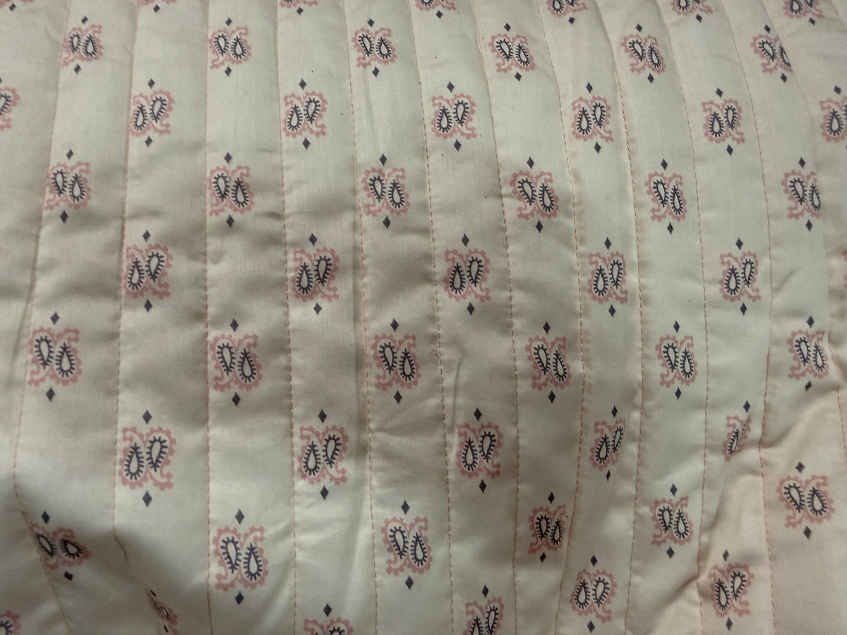 White PinkOrange Paisley Print Cotton Sateen Quilted DoubleFaced “Kayla”