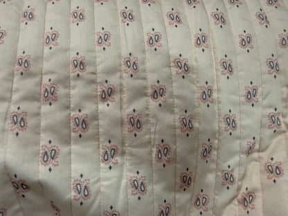 White PinkOrange Paisley Print Cotton Sateen Quilted DoubleFaced “Kayla”