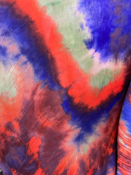 Orange Blue Green Tie Dye Rayon Spandex Jersey “Mood Ring”