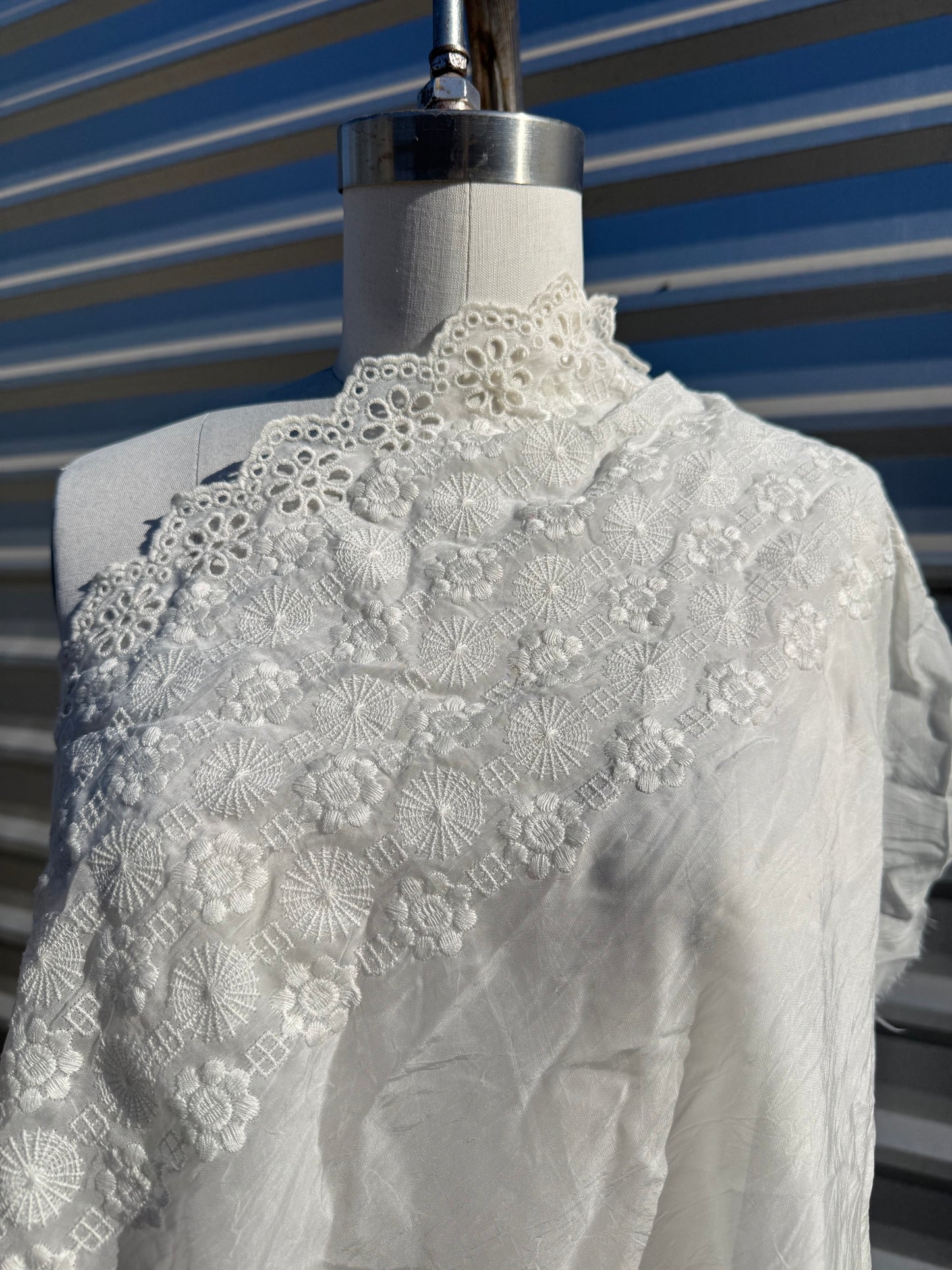 White Embroidered Eyelet Cupro Rayon Woven “Sweet Edge”