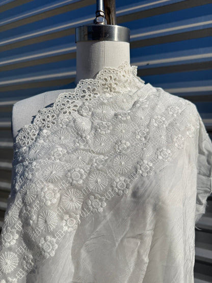 White Embroidered Eyelet Cupro Rayon Woven “Sweet Edge”