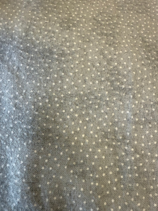 Grey White Mini Speck Polkadot Cotton Flannel “Light Fog”