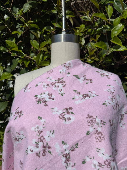 Pink White Green Floral Print Cotton Flannel "Softer Side"