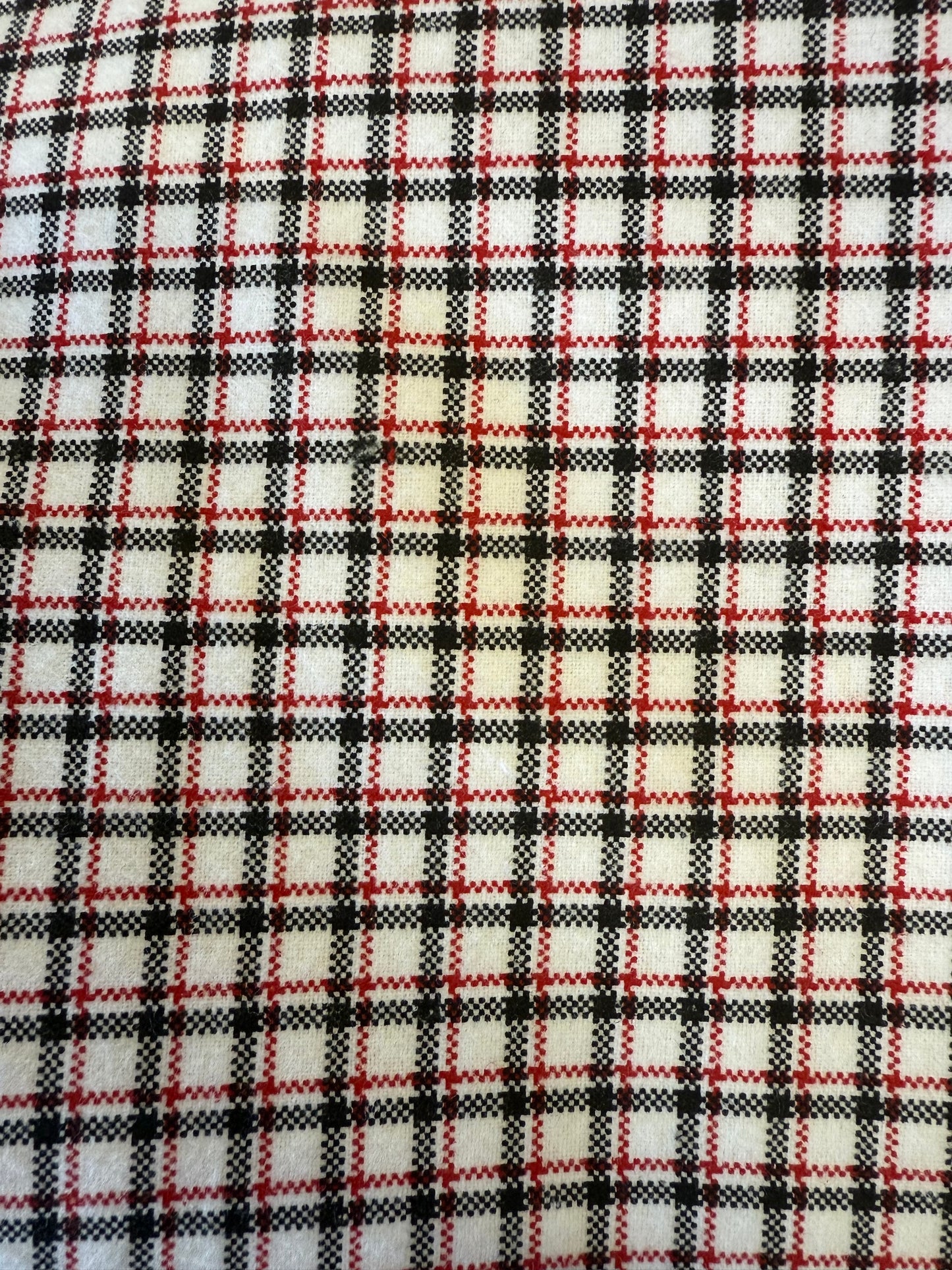 White Black Red Mini Plaid Cotton Flannel Woven “Mountain James”