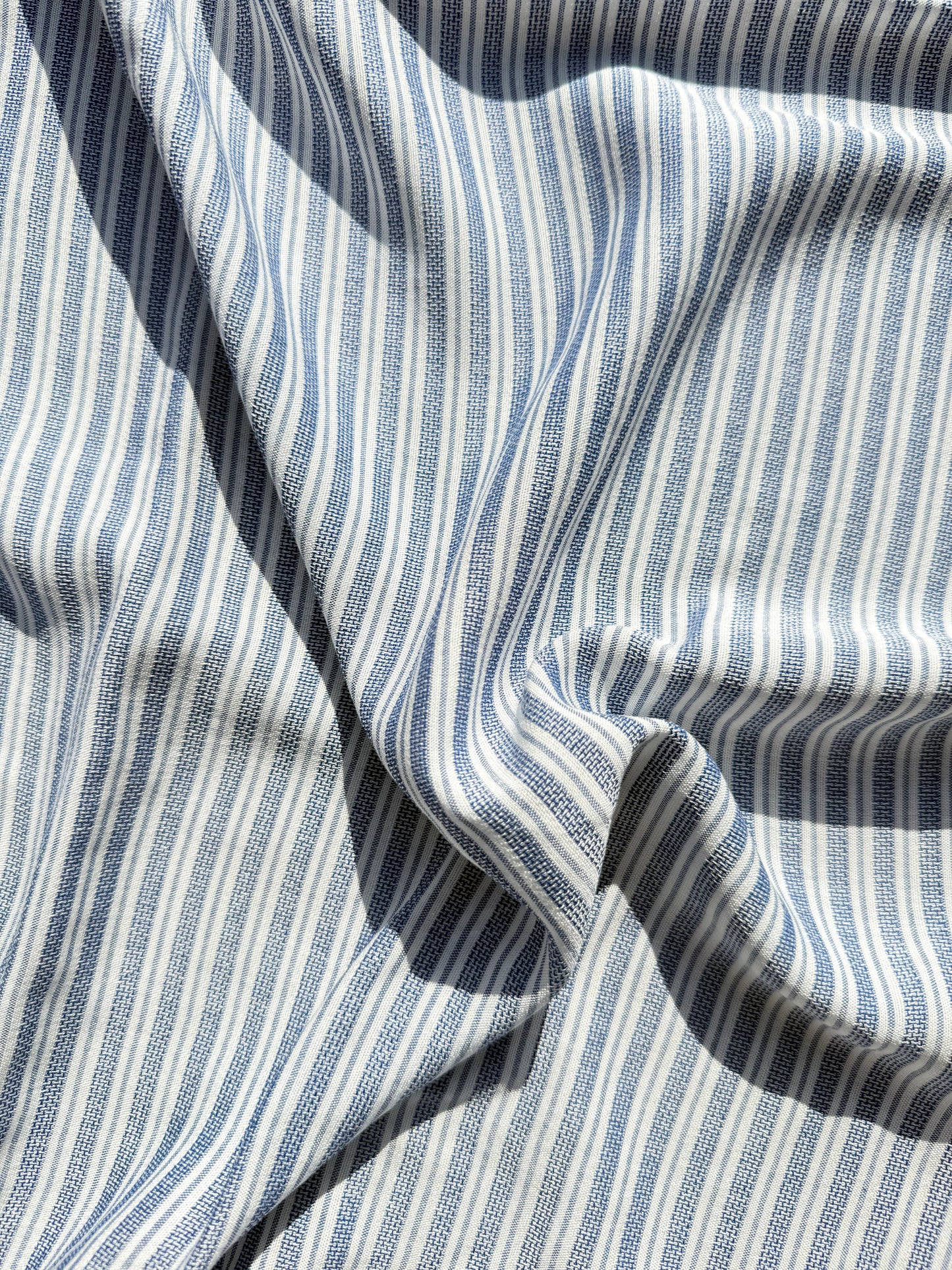 Blue White Stripe Cotton Rayon Gauze "Sea Breezy”