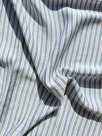 Blue White Stripe Cotton Rayon Gauze "Sea Breezy”