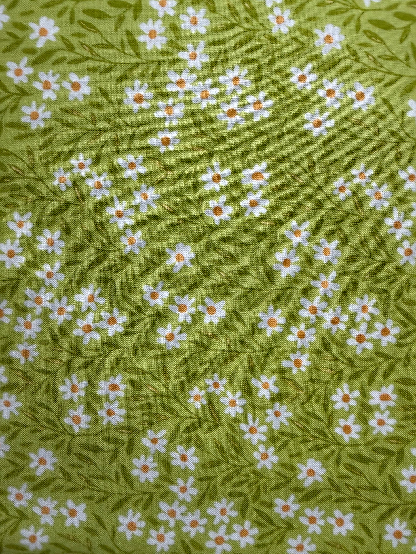 Lime Green Daisy Ditsy Floral Print Quilt Cotton "Sweet Green”