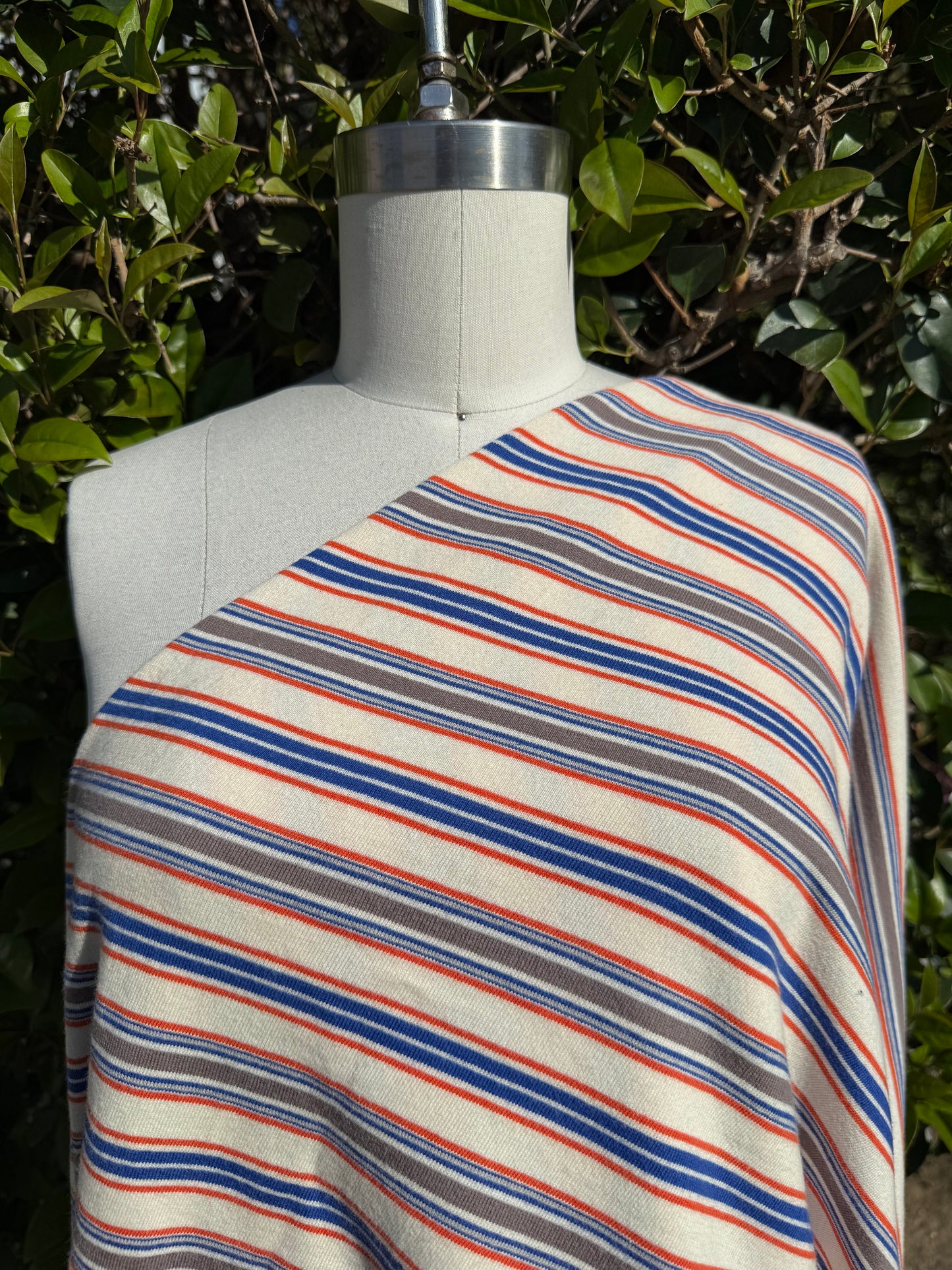 White Orange Blue Gray Stripe Cotton Jersey "Arnold"