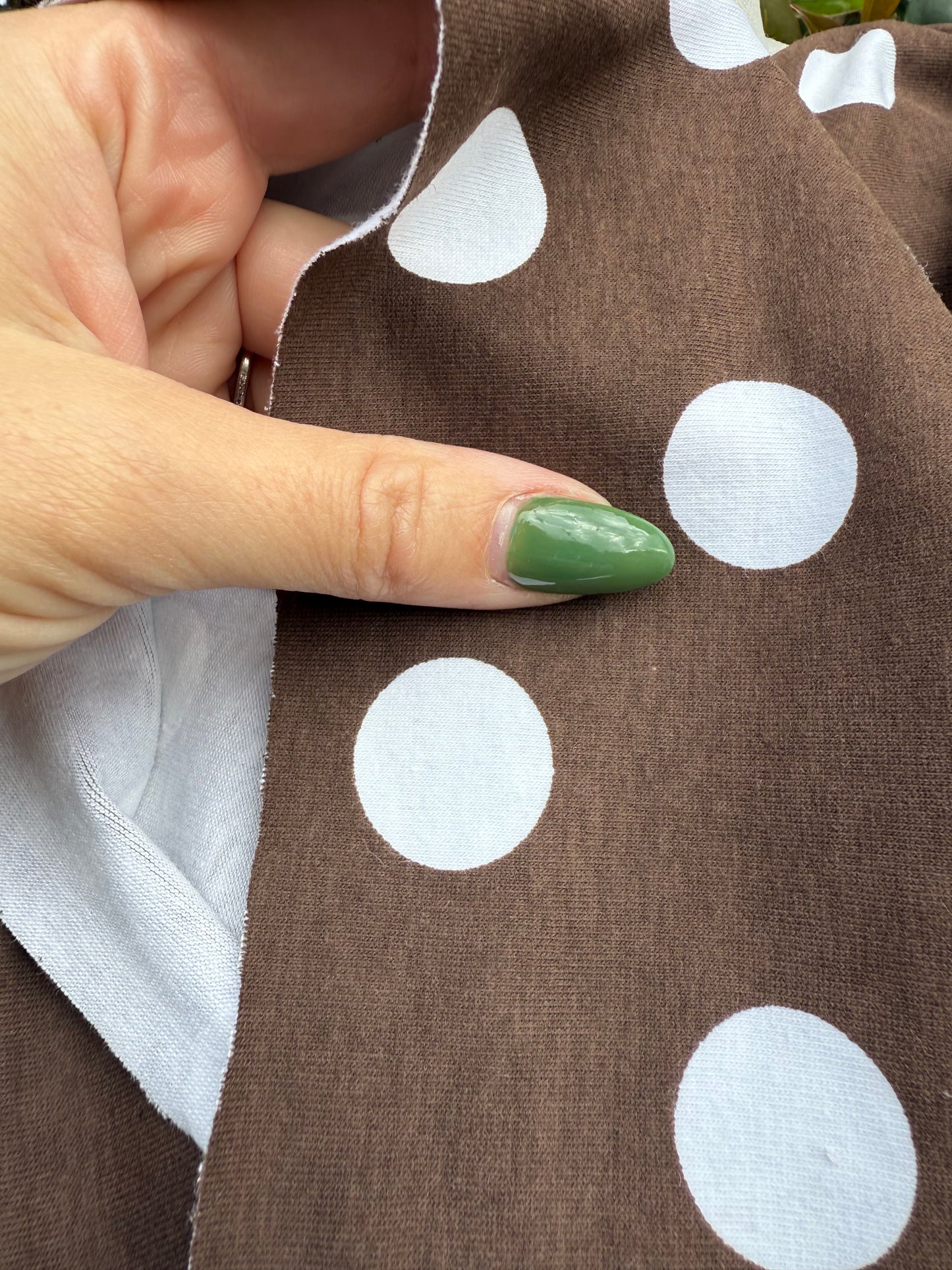 Brown White Medium Dot Cotton Jersey "Chocolate Chip Pancakes"