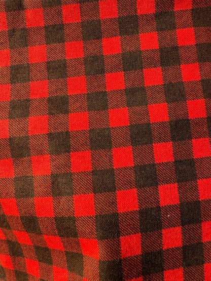 Red Black Gingham Plaid Cotton Flannel Quilt “Paul’s Farm”