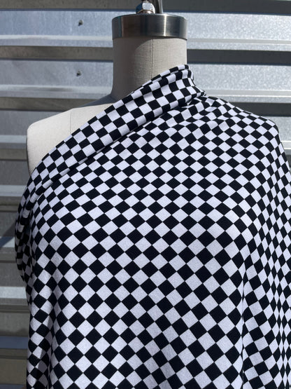 Black White Checker Cotton Jersey 90s Y2k Trending "Off the Wall 2.0"