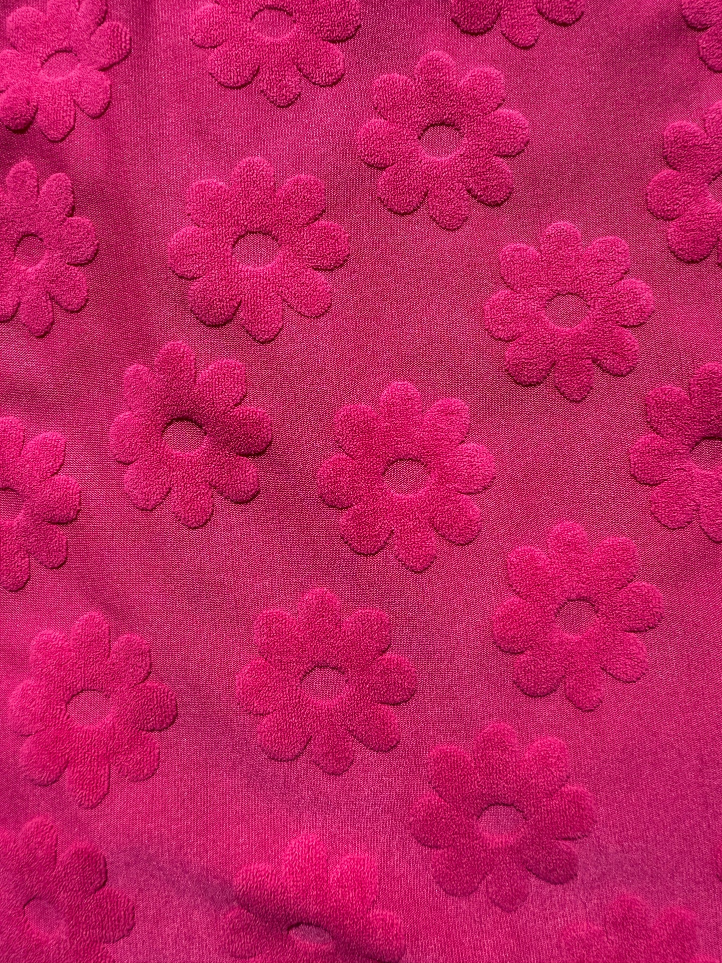 Pink Solid Floral Daisy Terry Cloth Polyester Jacquard "Hot Take Daisy"