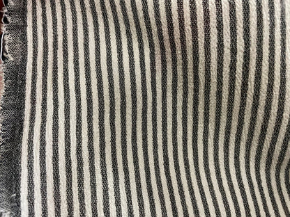 Faded Navy White Vertical Stripe Vintage  Sheer Rayon Georgette Woven "French Breeze"