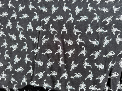 Black White Scorpion Print Twill Rayon Challis “Will Sting”